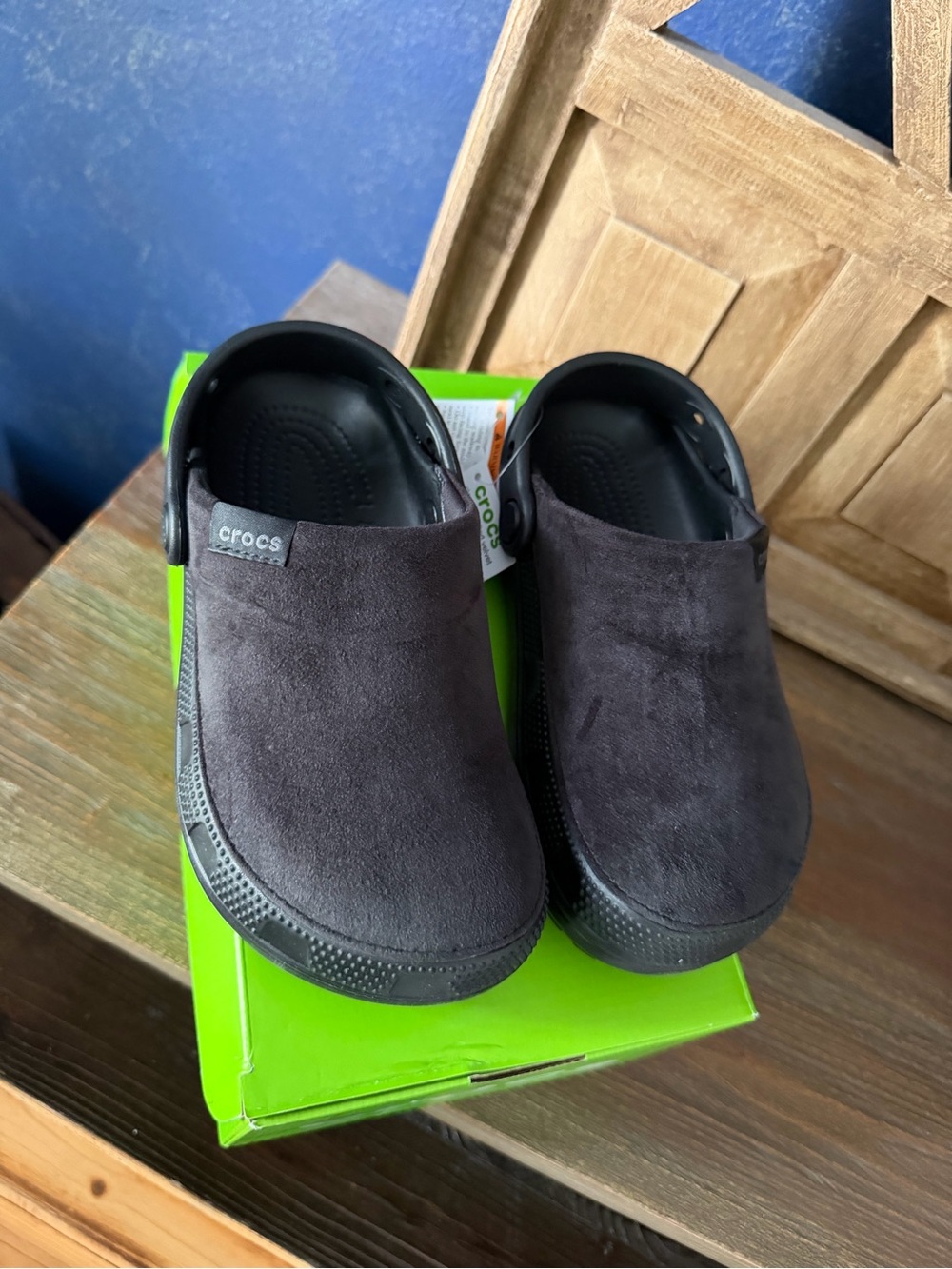 CROCS unisex Black Suede-Texture Slip-On Clog